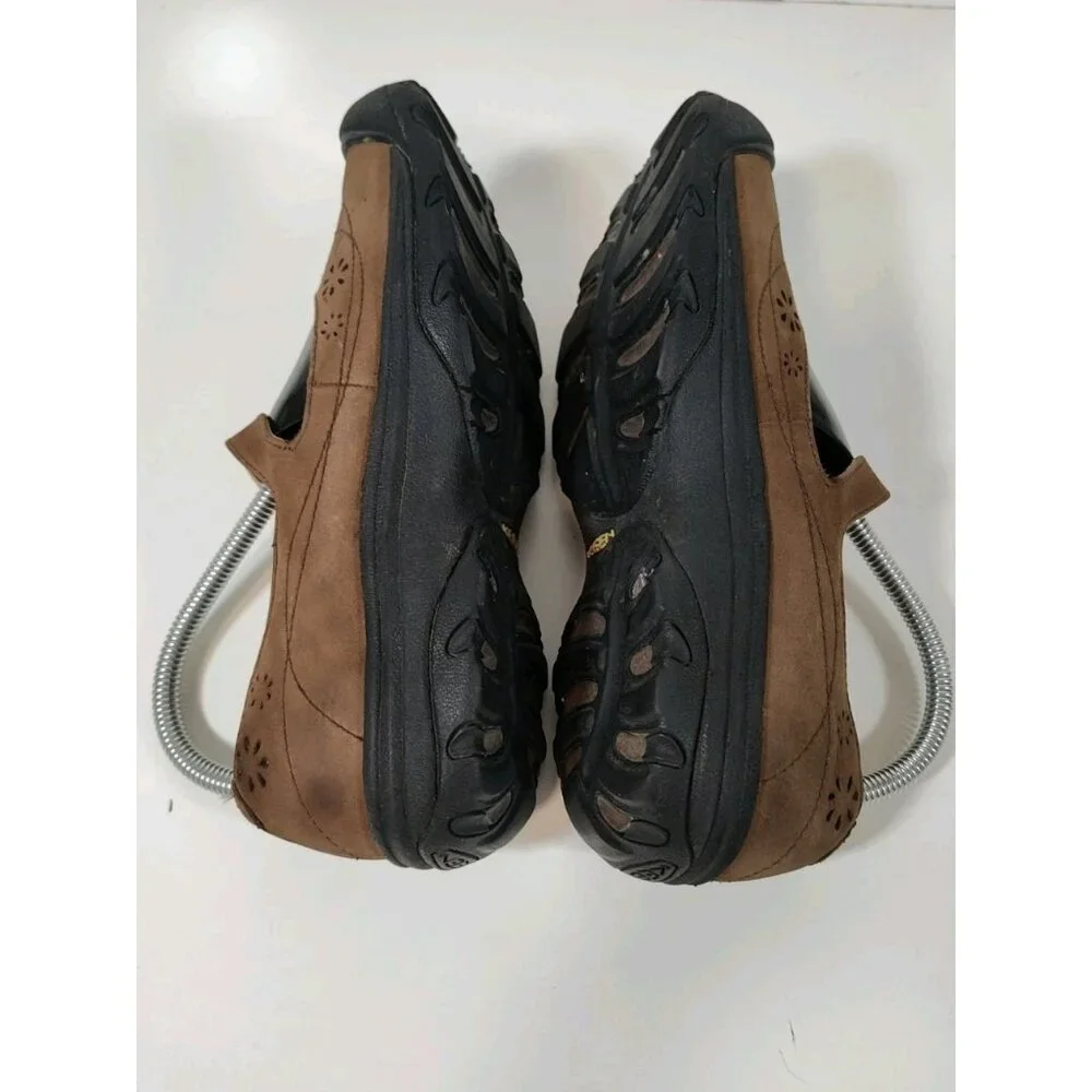 Keen Mary Jane Comfort Shoes Brown Leather Women's 8.5 Petals Flats - Picture 6 of 9